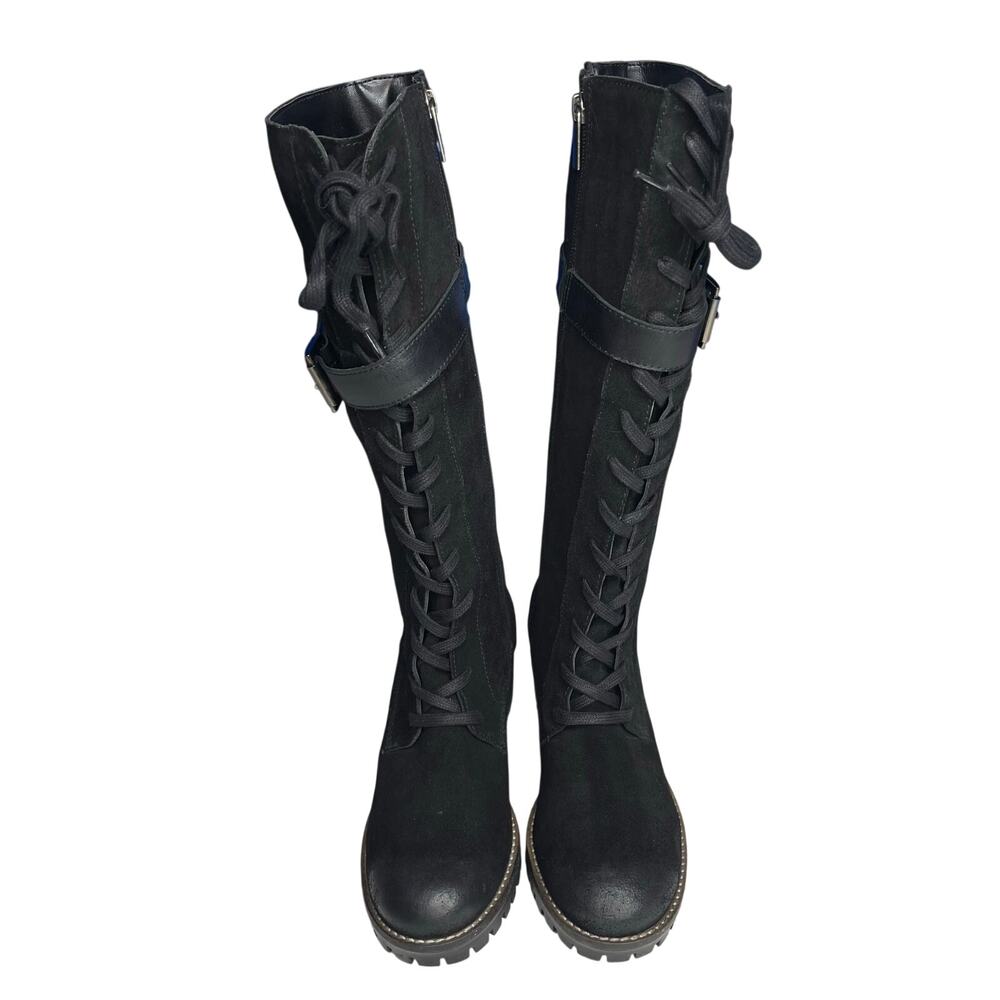 Vintage Foundry Co womens Naomi Tall Boots size 8 New  Black Suede Lace Up - Picture 2 of 13